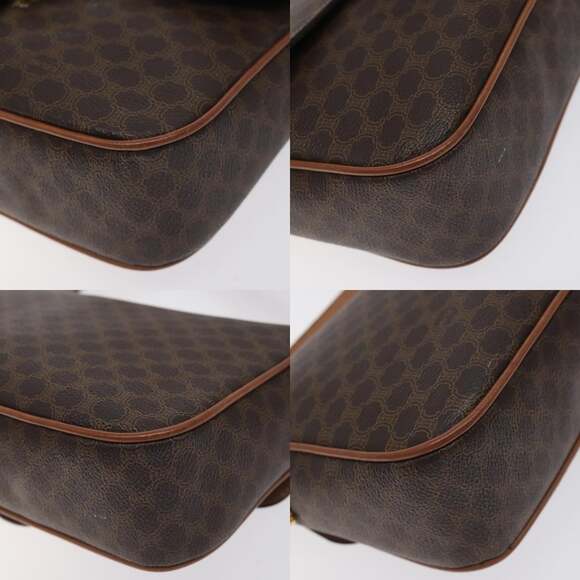 CELINE Macadam Canvas Shoulder Bag Pvc Leather Brown Gold - Picture 10 of 13